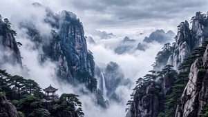 云海奇峰飞瀑