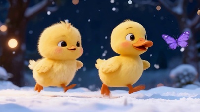 软萌小鸡小鸭雪地奔跑