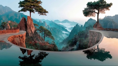 静谧云雾山巅观景台