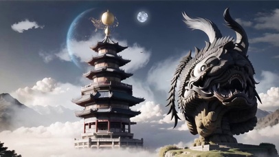 神话巨兽古风建筑