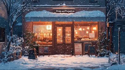 冬季街角温馨面包商店