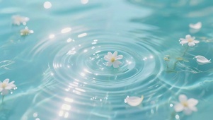 蓝色水面小花