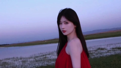 长发红裙美女