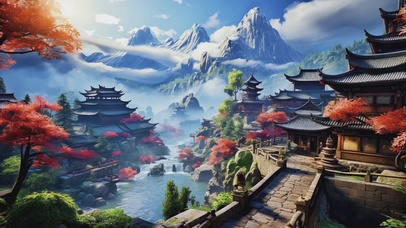 唯美国风小镇美景