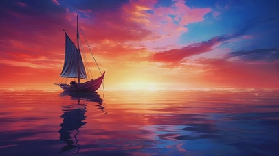 静谧海上的小船