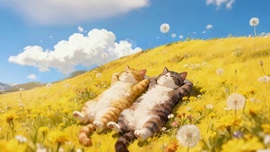 山坡上自由自在的猫咪