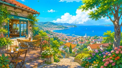 夏日海景小镇