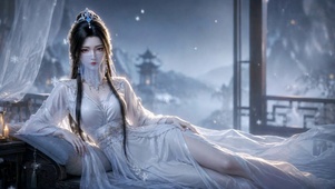 古风仙气白衣雪景美人