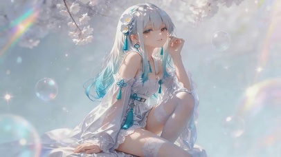 治愈樱花白丝少女