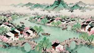 水墨风江南小镇