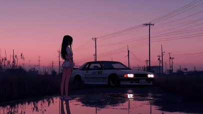 少女和汽车