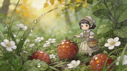 拾浆果的小女孩