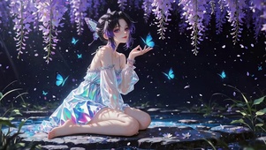 紫藤花下蝴蝶少女蝴蝶忍