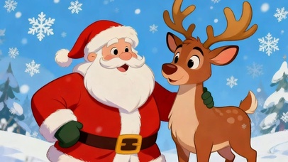 圣诞老人与小鹿