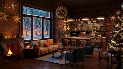 舒适的圣诞咖啡店