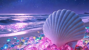 夜景海景带鱼屏