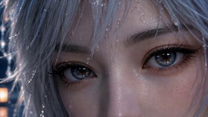 雨中蓝瞳少女