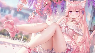 甜美粉毛猫耳萝莉