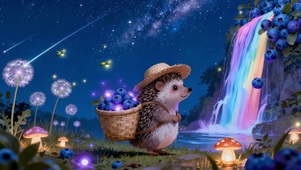 星夜奇遇彩虹瀑布