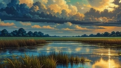 夜景星空树木河流