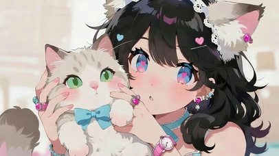 女孩和她的猫