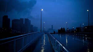 黑夜路上下着雨