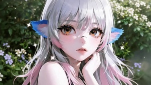 花园里白发女孩