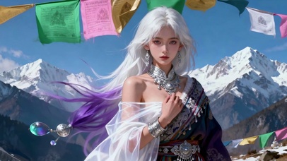 雪域白发美少女