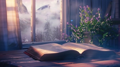 温馨的鲜花窗台