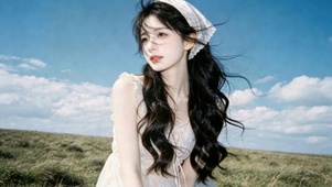 卷发白裙少女