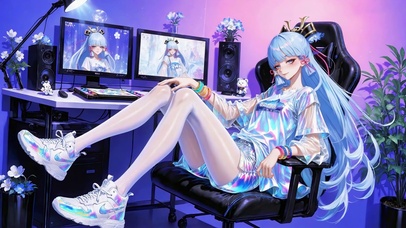 宅家慵懒炫彩电竞少女神里绫华