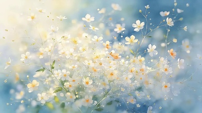 雾蓝小白繁花