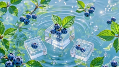 清透蓝调蓝莓冰块