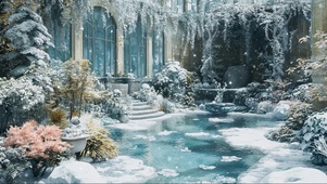 冬日庭院景观雪景