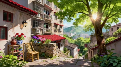 阳光明媚的小镇