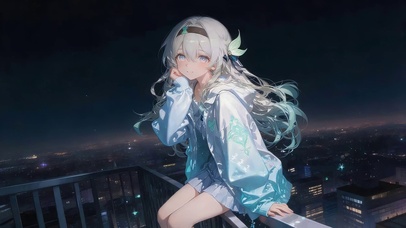 夜晚天台女孩