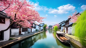 河边古镇美景