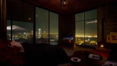 安静雨夜房间