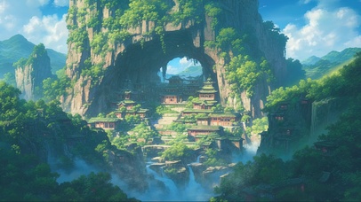 云雾山谷古风建筑群