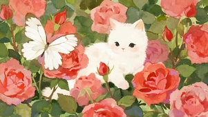 花朵中猫咪