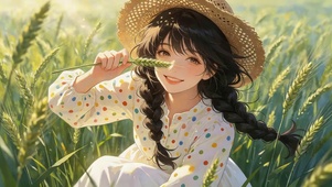 麦田草帽女孩