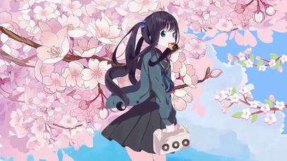 樱花树下的女孩