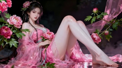 治愈牡丹花女孩