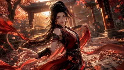 古风红衣飒爽美少女