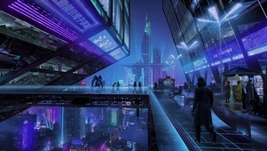 未来科幻城市街道高楼
