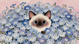 鲜花猫咪