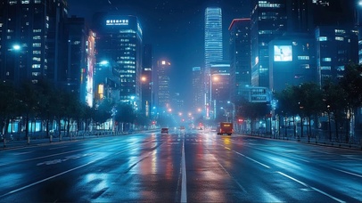 城市清冷蓝调街道建筑