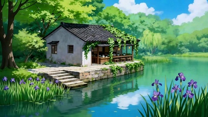 湖畔小屋鸢尾花