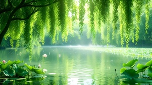 绿色清新护眼垂柳