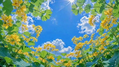 晴空下的黄色花海